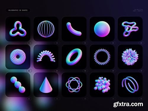 Holographic 3D shapes collection Ui8.net