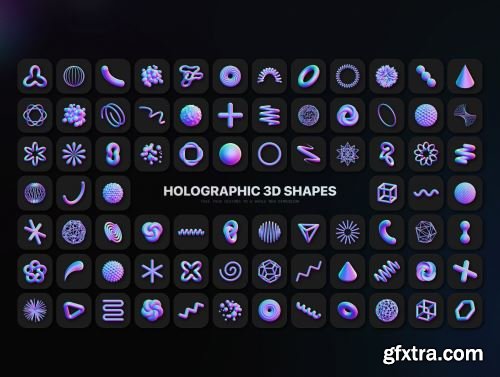 Holographic 3D shapes collection Ui8.net