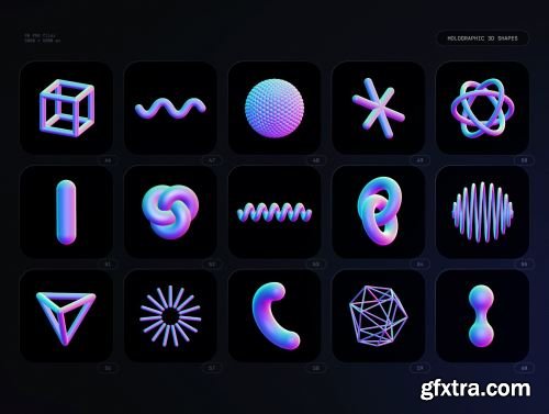 Holographic 3D shapes collection Ui8.net