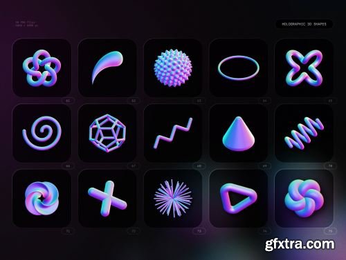 Holographic 3D shapes collection Ui8.net