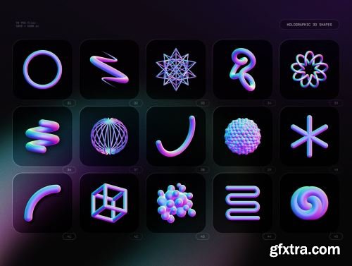 Holographic 3D shapes collection Ui8.net