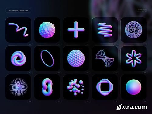 Holographic 3D shapes collection Ui8.net