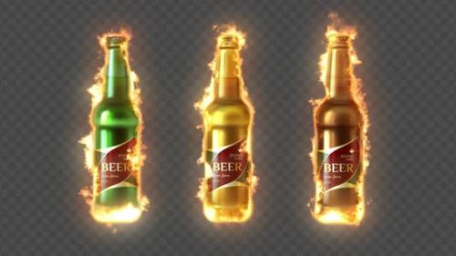 Videohive - Oktoberfest Beer Bottles Fire with Alpha - 48212251 - 48212251