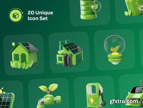 Greeny - Environment & Ecology 3D Icon Set Ui8.net