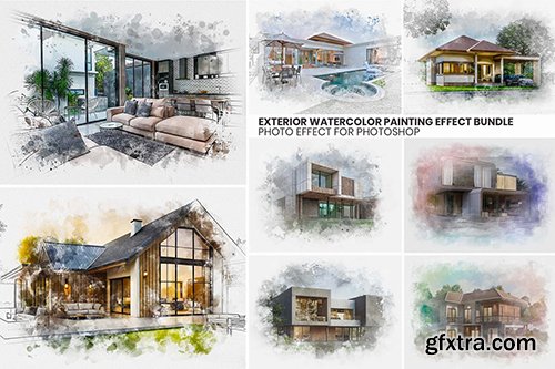 CreativeMarket Exterior Watercolor Effect Bundle 42278131