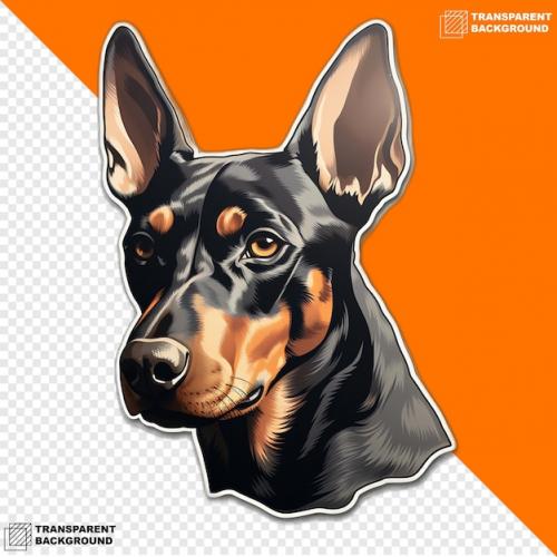 Premium PSD | Doberman pinscher head digital sticker isolated on transparent background Premium PSD