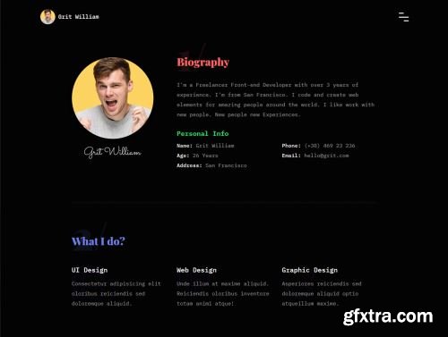 Grit - Portfolio/CV/Resume HTML Template Ui8.net