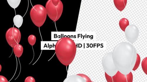 Videohive - Red White Black Friday Balloons Flying with Alpha - 48212257 - 48212257