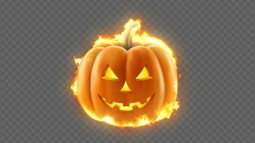 Videohive - 3D Pumpkin Fire Alpha 4k - 48212258 - 48212258