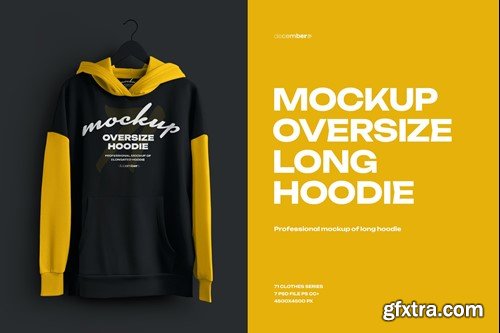 Mockup Oversize Long Hoodies on a Hangers AXYZRLV