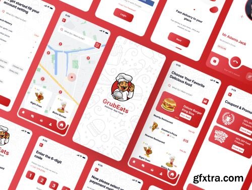 GrubEats Delivery App Food UI Kit Ui8.net