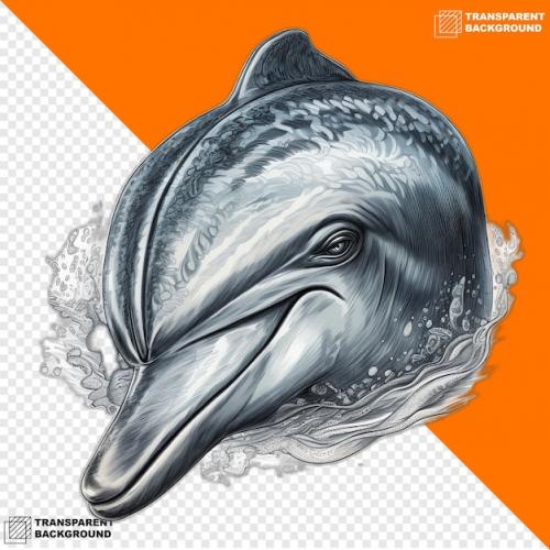 Premium PSD | Dolphins head digital sticker isolated on transparent background Premium PSD