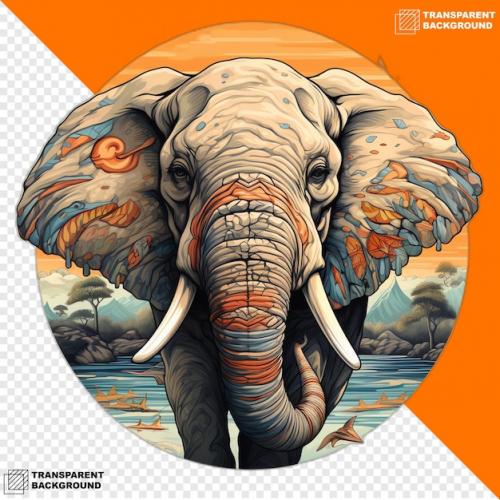 Premium PSD | Elephants head digital sticker isolated on transparent background Premium PSD