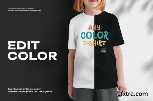 Mockups of a Kids T-shirt on a Girl with Glasses 8N3H9W4