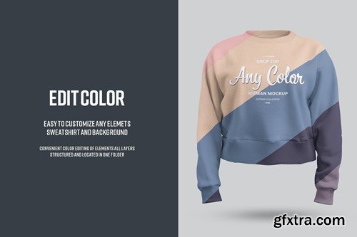 Mockup Crop Top Woman Sweatshirt in 3D Style AP8SPWA