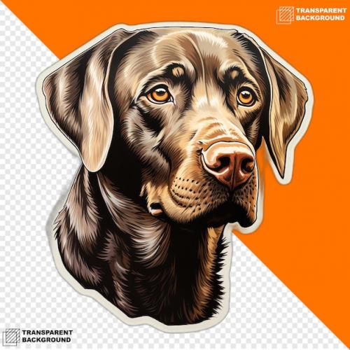 Premium PSD | Labrador retriever head digital sticker isolated on transparent background Premium PSD