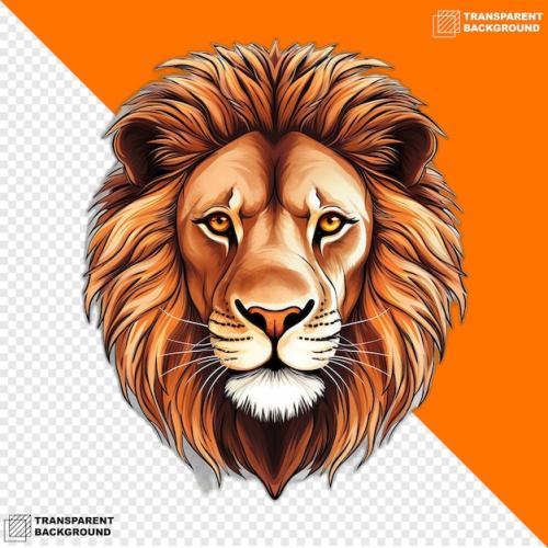 Premium PSD | Lion head digital sticker isolated on transparent background Premium PSD