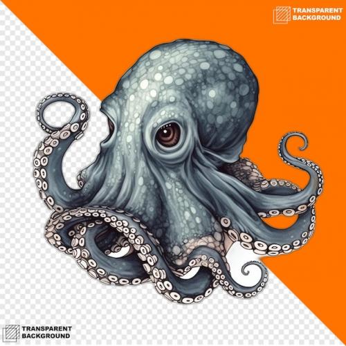 Premium PSD | Octopuses head digital sticker isolated on transparent background Premium PSD