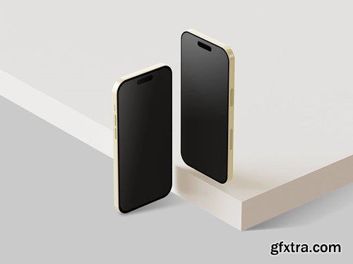 Minimalist Yellow iPhone 15 Mockup WVS4KFV