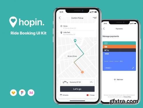 Hopin Ride Booking UI Kit Ui8.net