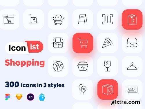 Iconist - 300 Shopping icons Ui8.net