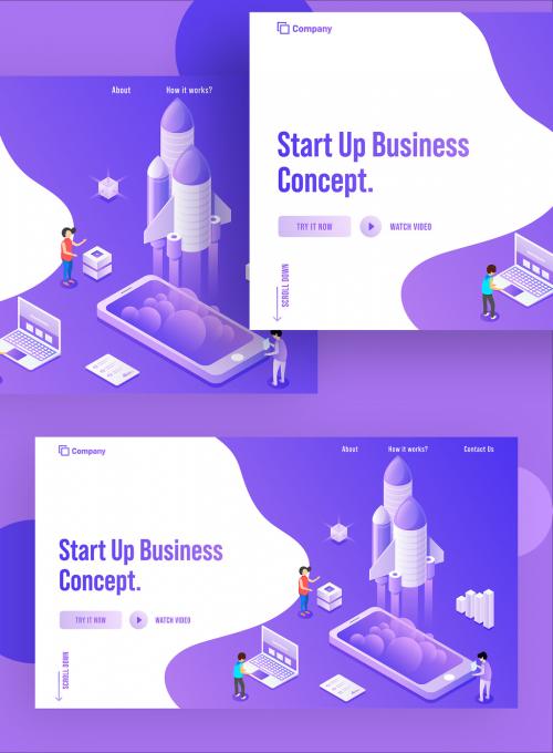 Responsive Landing Page Design, Business People Launching a New Project For Startup Concept. 644482599