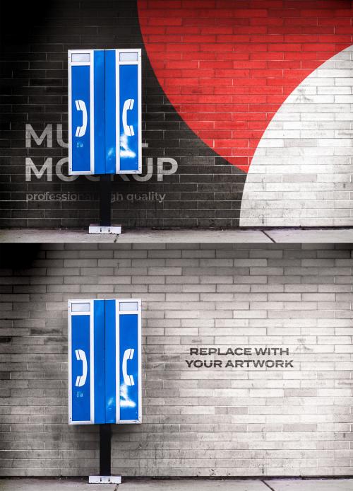 Mural Street Outdoor Poster Mockup Concrete Wall Template Branding 644044236