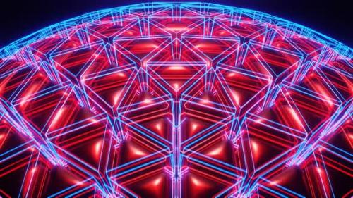 Videohive - Red And Blue Sci-Fi Neon Glowing Ball Background Vj Loop In HD - 48225543 - 48225543