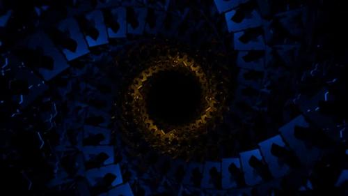 Videohive - Blue And Gold Spiral Cubic Tunnel Background Vj Loop In HD - 48225549 - 48225549