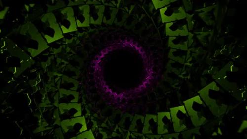 Videohive - Lime And Pink Spiral Cubic Tunnel Background Vj Loop In HD - 48225551 - 48225551