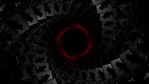 Videohive - Gray And Red Spiral Cubic Tunnel Background Vj Loop In 4K - 48225552 - 48225552