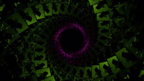 Videohive - Lime And Pink Spiral Cubic Tunnel Background Vj Loop In 4K - 48225556 - 48225556