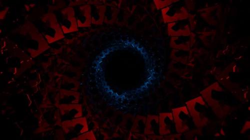 Videohive - Red And Blue Spiral Cubic Tunnel Background Vj Loop In HD - 48225557 - 48225557