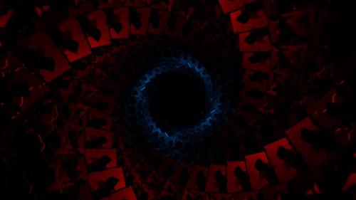 Videohive - Red And Blue Spiral Cubic Tunnel Background Vj Loop In 4K - 48225559 - 48225559