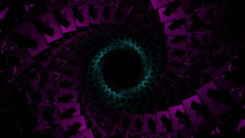 Videohive - Pink And Cyan Spiral Cubic Tunnel Background Vj Loop In 4K - 48225565 - 48225565