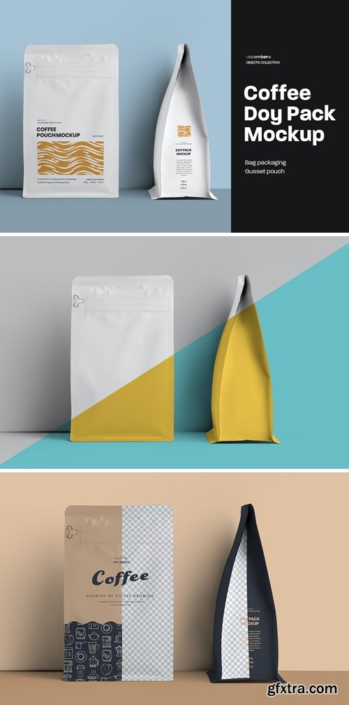 Coffee Bag Doy Pack Mockups X9UP345