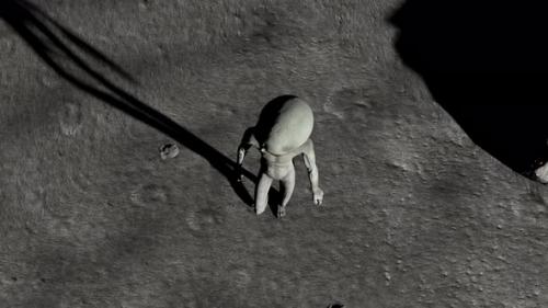 Videohive - Scary Gray Alien Walking on the Surface of the - 48226561 - 48226561