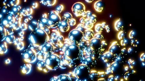 Videohive - Moving stream of glowing bubbles on dark background - 48227216 - 48227216