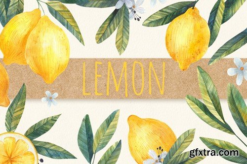 Watercolor Lemon Clipart, Citrus E7YTSTD