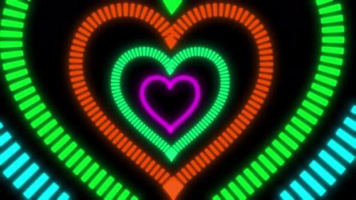 Videohive - Heart Shape Disco Music Background, Colorful Glowing Star Shape Disco Music Background. - 48229129 - 48229129