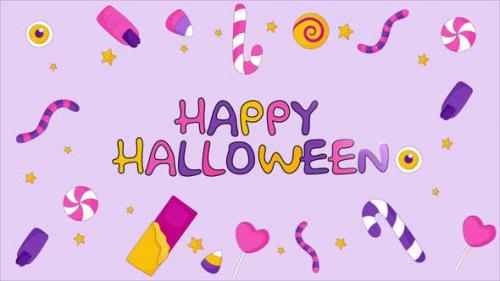 Videohive - Halloween Cartoon Elements Background 4K - 48233360 - 48233360
