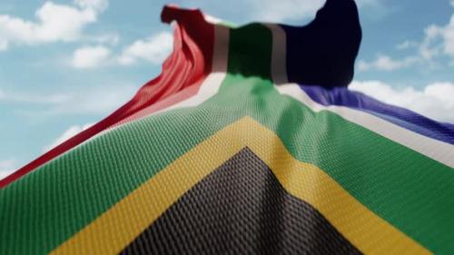Videohive - Wavy Flag of South Africa Blowing in the Wind in Slow Motion Waving Official South African Flag Team - 48200066 - 48200066