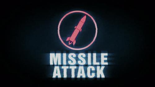 Videohive - Missile Attack symbol on analog screen VHS style - 48201723 - 48201723