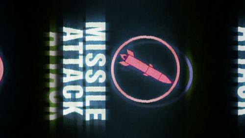 Videohive - Missile Attack symbol on analog screen modern glitch vertical - 48201845 - 48201845