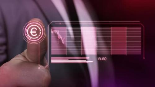 Videohive - A Man Monitors The Fall Of The Euro On A Virtual Panel - 48195151 - 48195151