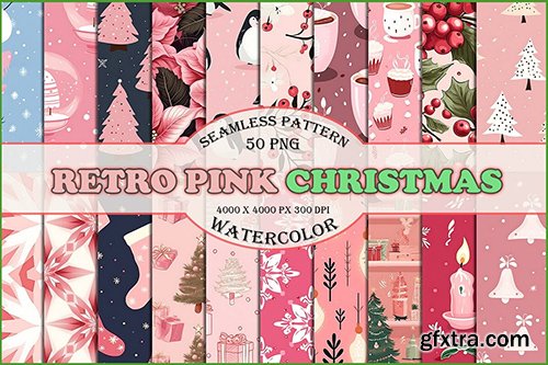 Pink Christmas Digital Paper Bundle