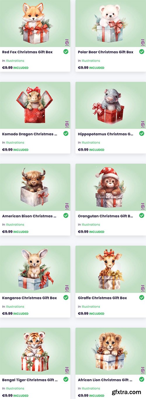 Christmas Animals Clipart Bundle