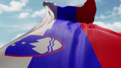 Videohive - Wavy Flag of Slovenia Blowing in the Wind in Slow Motion Waving Official Slovenian Flag Team Symbol - 48200099 - 48200099
