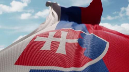 Videohive - Wavy Flag of Slovakia Blowing in the Wind in Slow Motion Waving Official Slovak Flag Team Symbol - 48200109 - 48200109