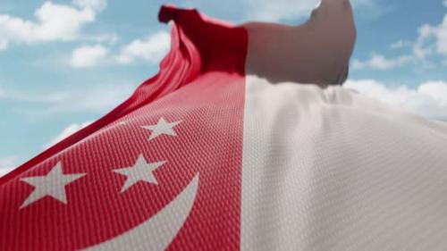 Videohive - Wavy Flag of Singapore Blowing in the Wind in Slow Motion Waving Official Singaporean Flag Team - 48200120 - 48200120